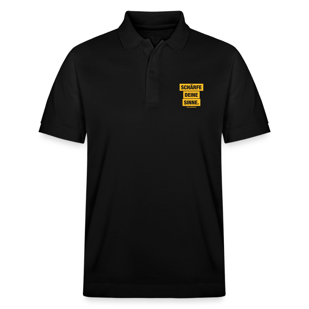 Senfwerk Poloshirt "Schärfe deine Sinne." - Schwarz