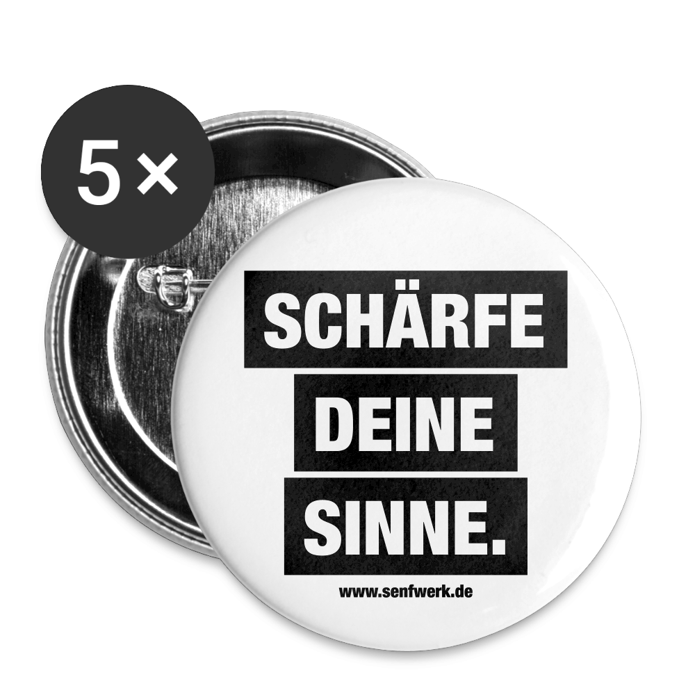Senfwerk Button "Schärfe deine Sinne." - Weiß
